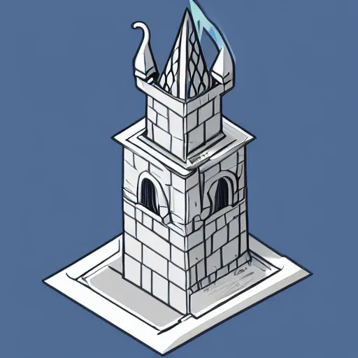 Image similar to isometric view of a wizard tower, lineart, sharp edges