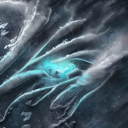 Image similar to top down view of an alien sea serpent emerging from a deep ocean during a storm, cinematic lighting, dramatic, masterpiece, trending on artstation