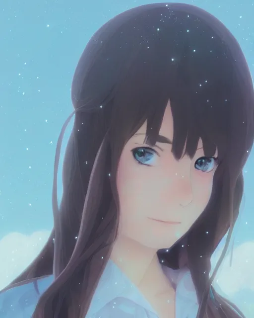 Prompt: a portrait of a teenage girl, moe, kawaii, pretty, lovely, detailed face, digital art by makoto shinkai