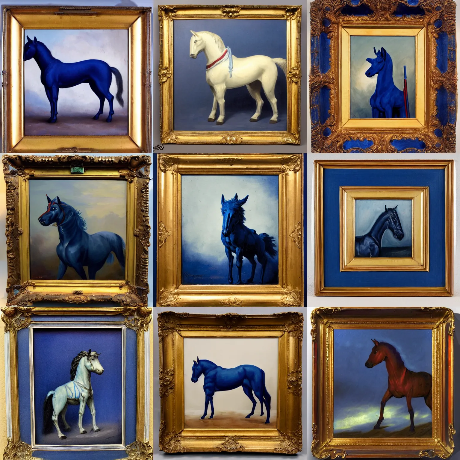 Prompt: tonalist painting of dog - faced bipedal pony creature that is a soldier, ultramarine blue, venetian red, titanium white, moody lighting, dramatic, detailed, chiaroscuro