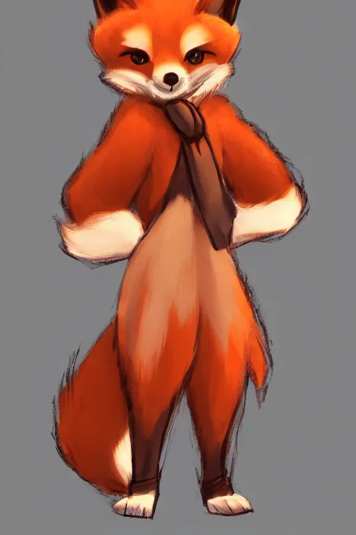 Image similar to an anthropomorphic fox with a fluffy tail wearing a scarf, backlighting, trending on artstation, digital art, furry art, trending on furaffinity