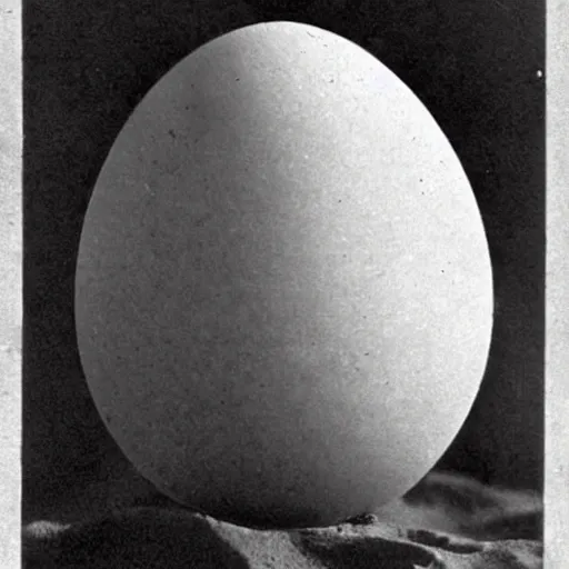 Image similar to an early 1 9 0 0 s photograph of a cracked luminescent alien egg on the beach, moonlight, at nighttime,