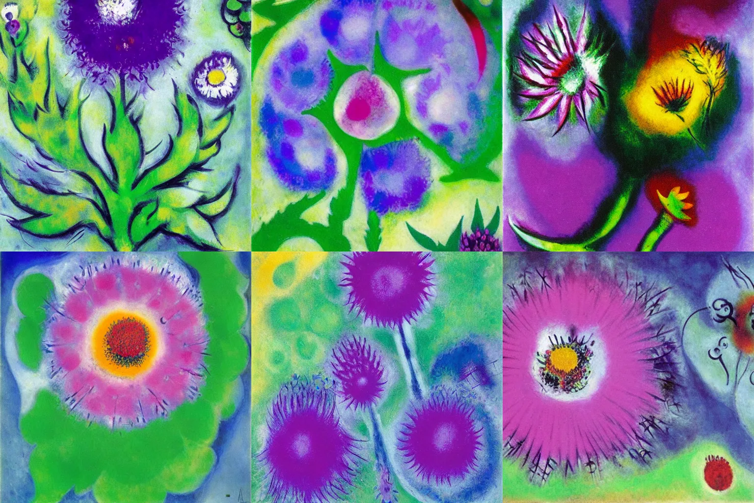 Prompt: artwork by Marc Chagall of a knapweed flower,