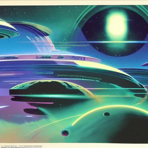 Image similar to Green nebula without planets, Syd Mead, John Harris, Federico Pelat,