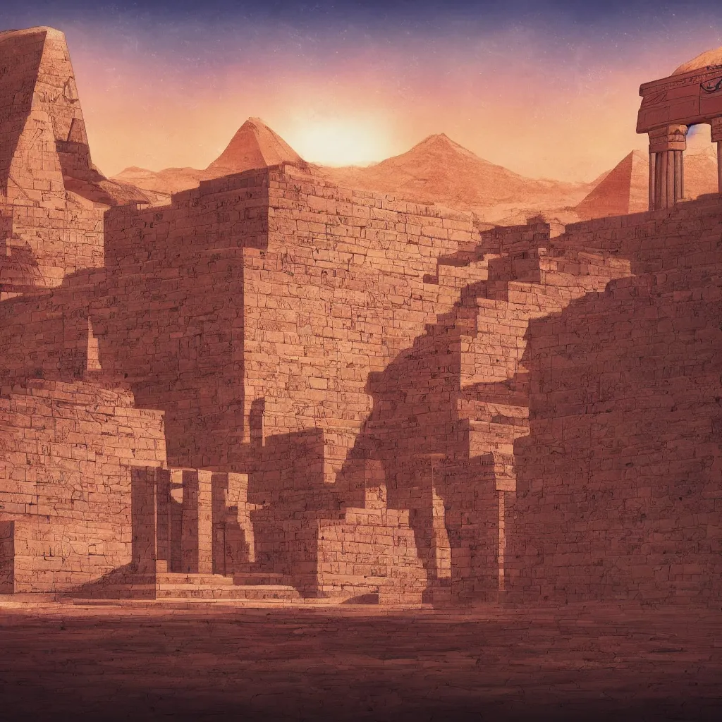 Image similar to ancient egyptian structure, epic retrowave art, trending on art station