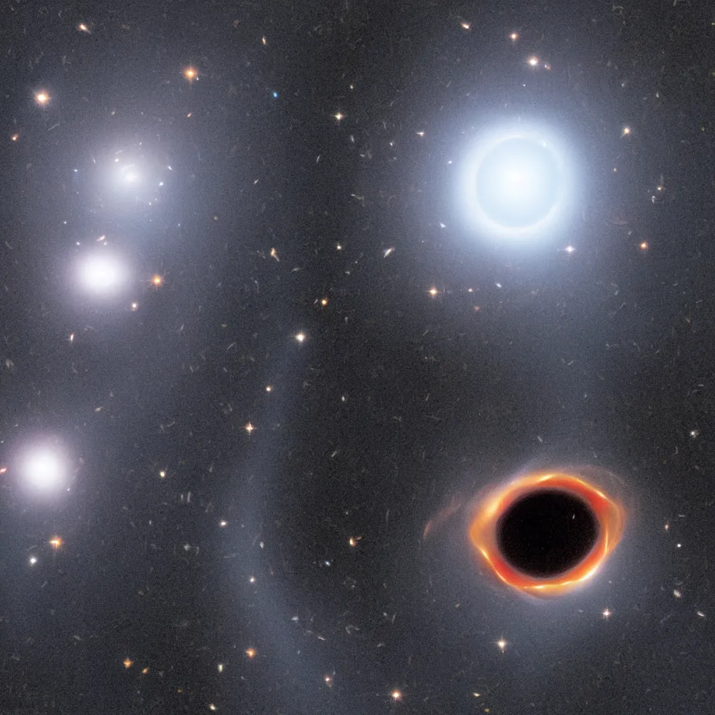 Image similar to a black hole, gravitational lens, Hubble photograph