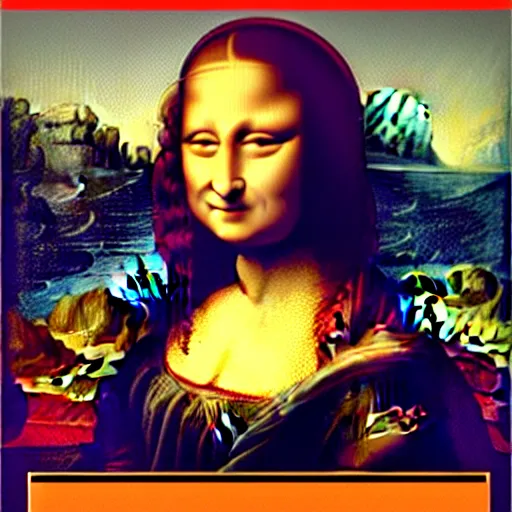 Prompt: Mona Lisa as an action movie poster