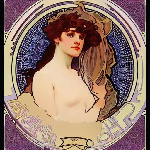 Image similar to hermione by alphonz mucha