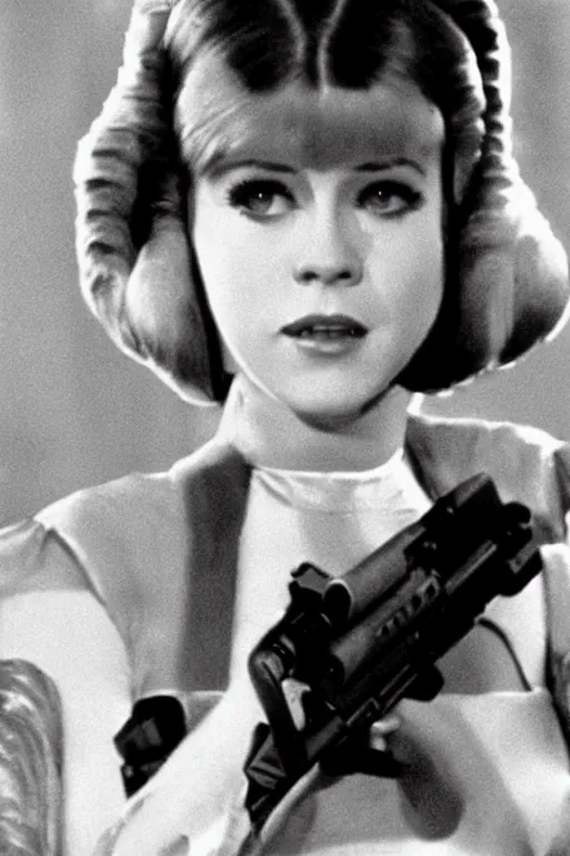 Image similar to young jane fonda as princess leia