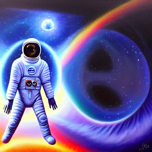 Image similar to transcendent holy spaceman, astral spirit space journey in oil painting, pulled into the vortex, trending on artstation, award winning, emotional, highly detailed ethereal surrealist art