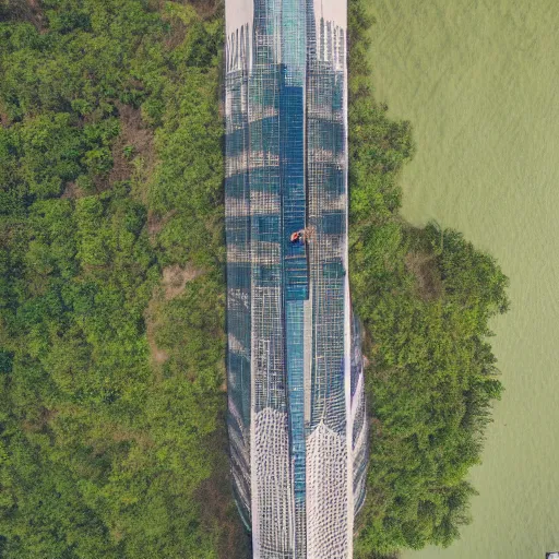 Prompt: drone footage of the world's tallest man