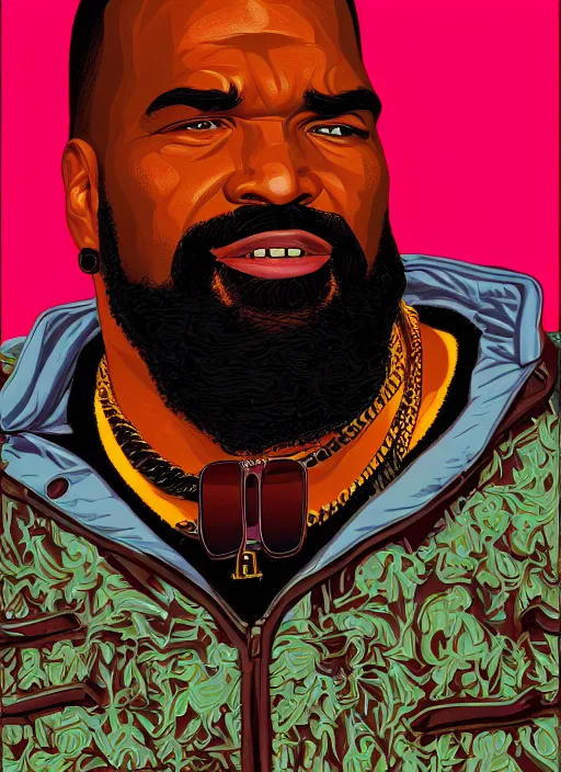 Image similar to portrait of Mister T by Casey Weldon , 8k neon,