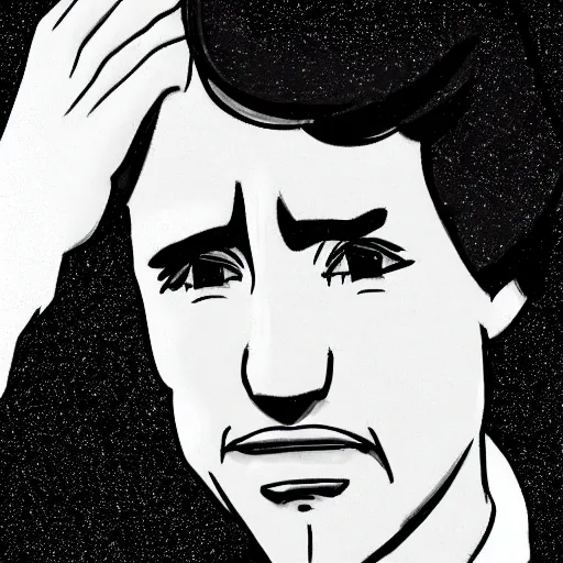 Prompt: justin trudeau crying, anime style