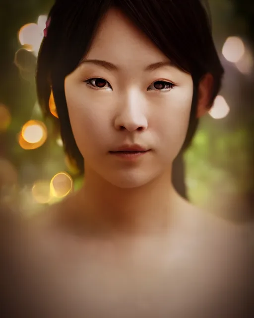 Image similar to japanese aphrodite, diffuse lighting, bokeh, soft focus, portrait