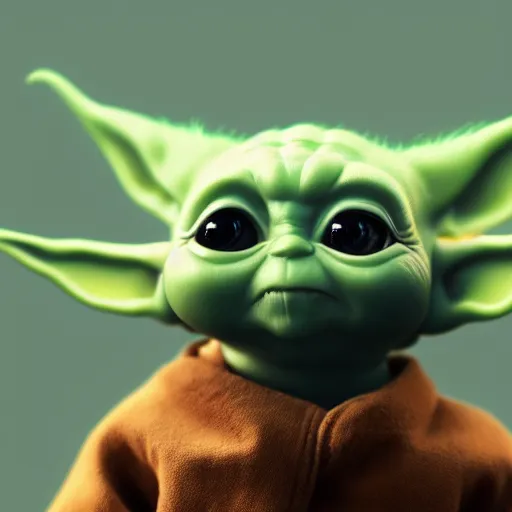 Prompt: profile shot of Baby Yoda with black background, strong bokeh, dramatic, cinematic, high contrast, octane render, 4k