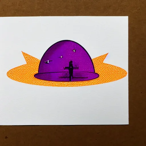 Image similar to a risograph of a ufo