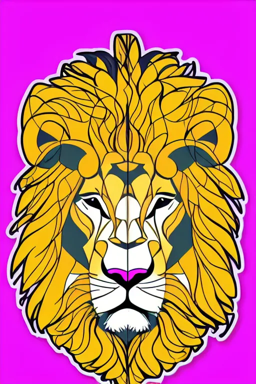 Prompt: Portrait of a lion, anime, sticker, colorful, illustration, highly detailed, simple, smooth and clean vector curves, no jagged lines, vector art, smooth