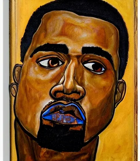 Prompt: portrait of kanye west by egon schiele, intense desire, high quality, high detail