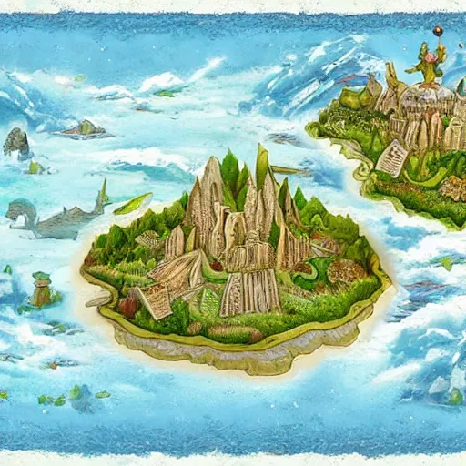 Image similar to fantasy world dream floating island city floating city kerris by tyleredlinart campaign world map