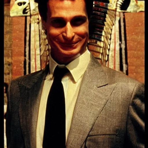 Image similar to Patrick Bateman as an egyptian Pharaoh