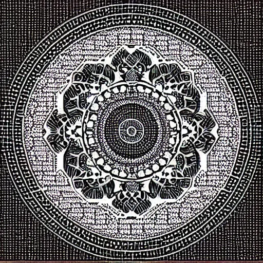 Prompt: an intricate mandala pattern made of ASCII