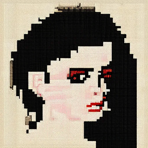 Prompt: female portrait, pixel art