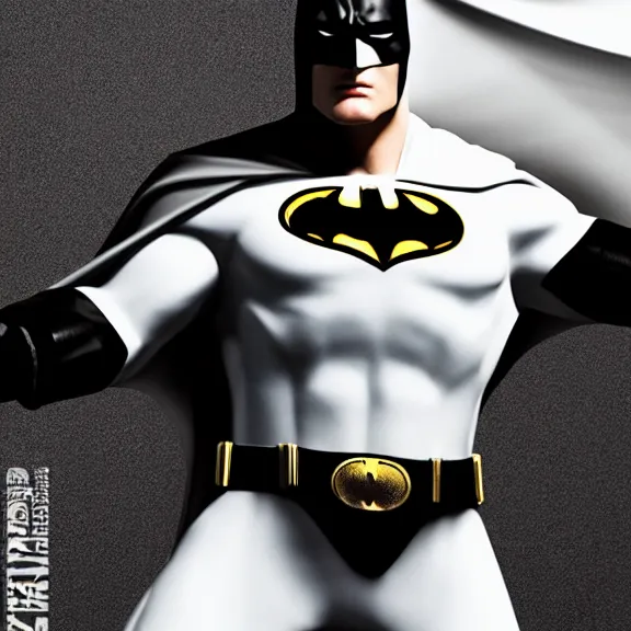 Image similar to white batman 4 k highly detailed