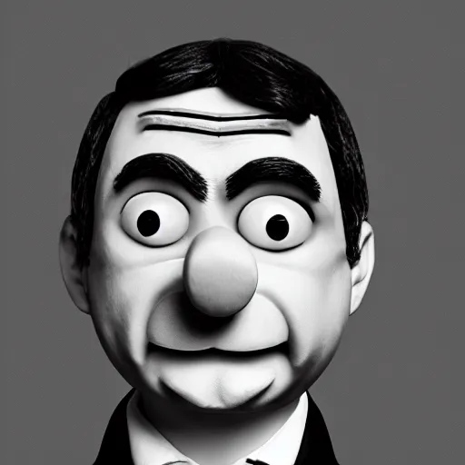 Prompt: Mr. Bean depicted as a muppet, Hyperdetailed, behance, smooth, sharp focus, bokeh, photography, elegant, symmetrical, award winning, 4k