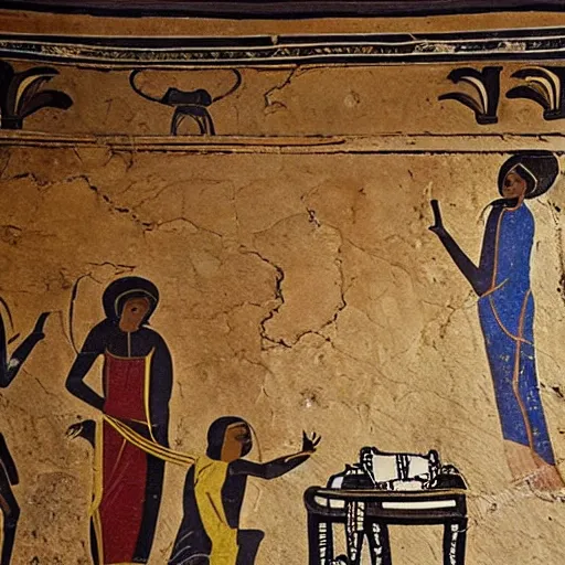 Prompt: ancient Ethiopian church wall painting