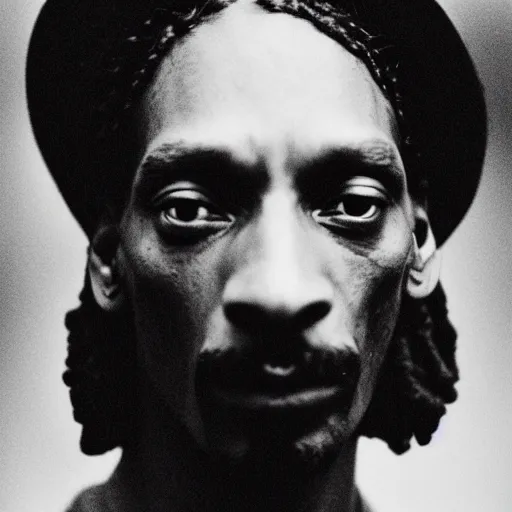 Prompt: a vintage photograph of Snoop Dogg by Julia Margaret Cameron, portrait, 40mm lens, shallow depth of field, split lighting