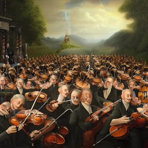 Prompt: An ultra realistic surrealism painting of the 3d soul of music by the victorious essence of beethovens 7th symphony as a traffic jam, 8k, ultra realistic! Photorealism, hyperrealistic, surreal