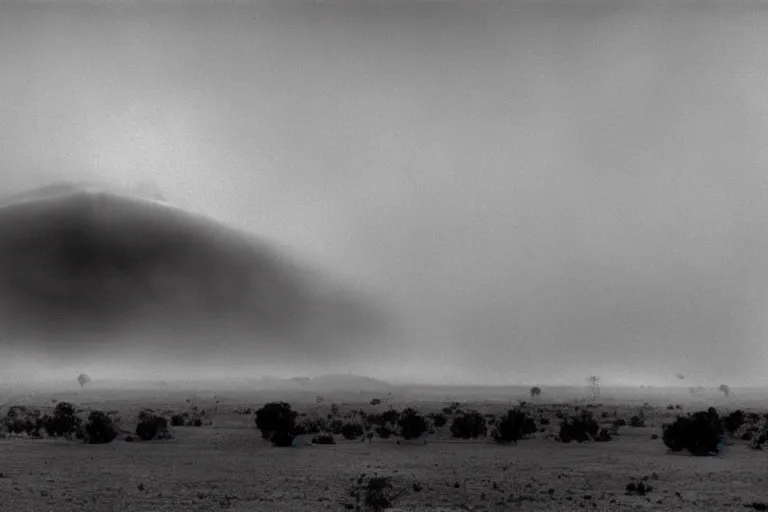 Image similar to ansel adams.. dust bowl incoming dust storm