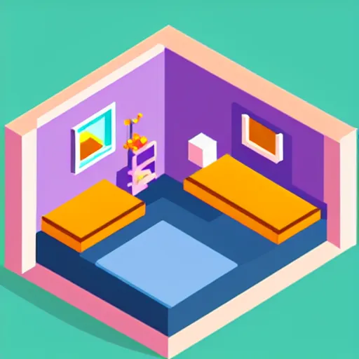 Prompt: isometric pixel art girl bedroom