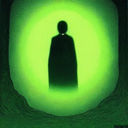 Prompt: a black figure in the green mist, colored ink, moebius illustration art, key art, portrait