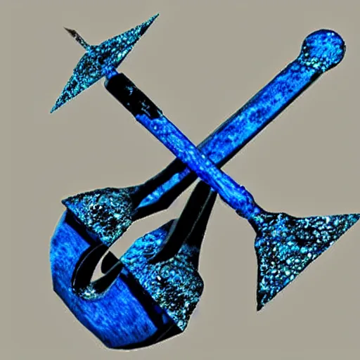 Image similar to a realistic pickaxe made from blue diamonds