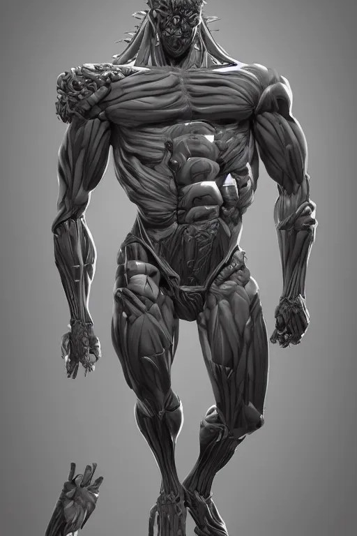 Image similar to symmetry!! full body human anatomy concept, medusa, gun metal grey, cyborg, gorilla arms, digital art, in the style of ben lol, brian sum, ramil sunga, herbert lowis, furio tedesschi, christopher cao, artstation, pinterest, deviantart, photoshop, octane render, unreal engine