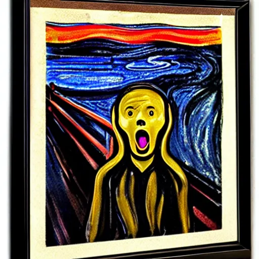 Prompt: rottweiler as the scream by edvard munch