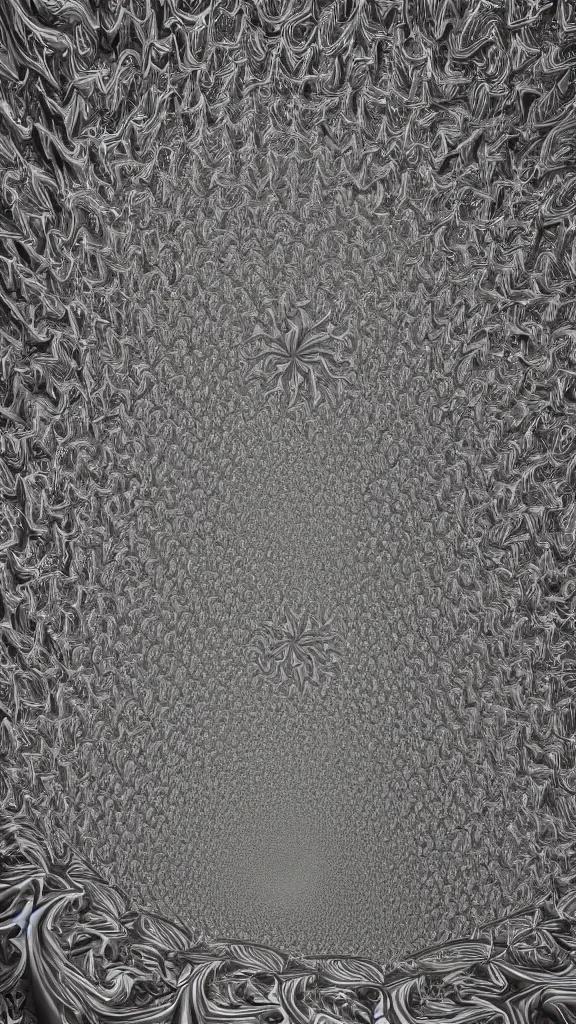 Image similar to 3d fractal wallpaper by Escher, psychedelic!, mandelbulb 3d, digital art, high details!, depth of field!, hard lighting!, trending on artstation, deviantart, octane render, HD, (((Low light))), 8k, eric zener, zdzisław beksiński, dark background