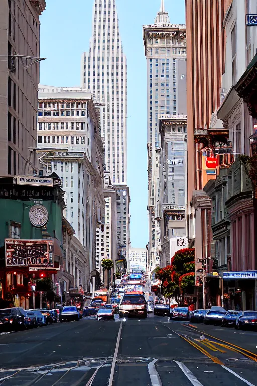 Prompt: Market Street, San Francisco by Klaus Bürgle and Imperial Boy;