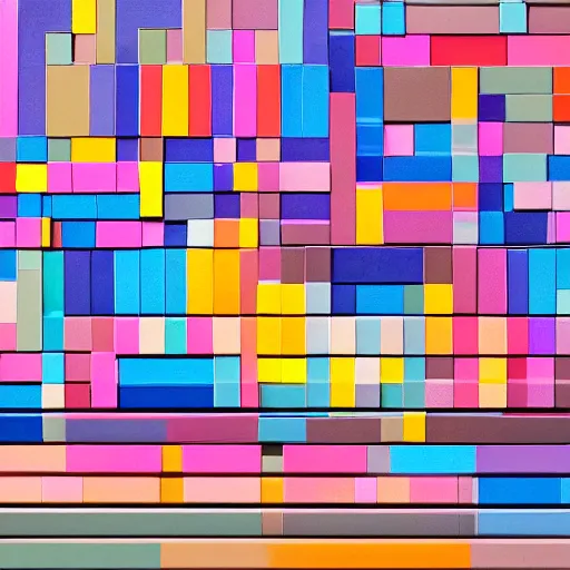 Prompt: A modern brain design pattern, paint chips of moderate pastels stacked on brains like pallete art crates