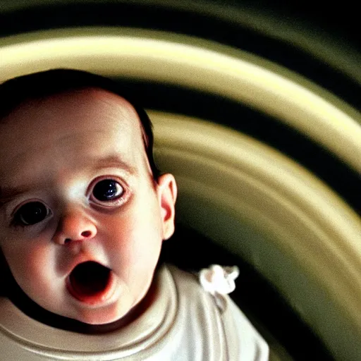 Prompt: stanley kubrick as the baby from 2 0 0 1 cinematic 3 5 mm dramatic hdr