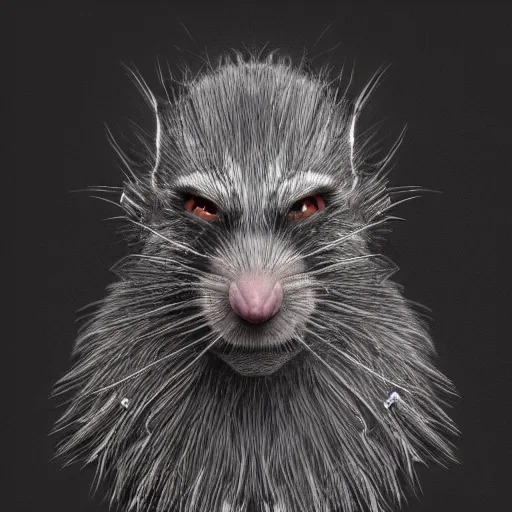 Prompt: humonoid rat man, grimy, portrait, 4 k, photorealistic, whiskers