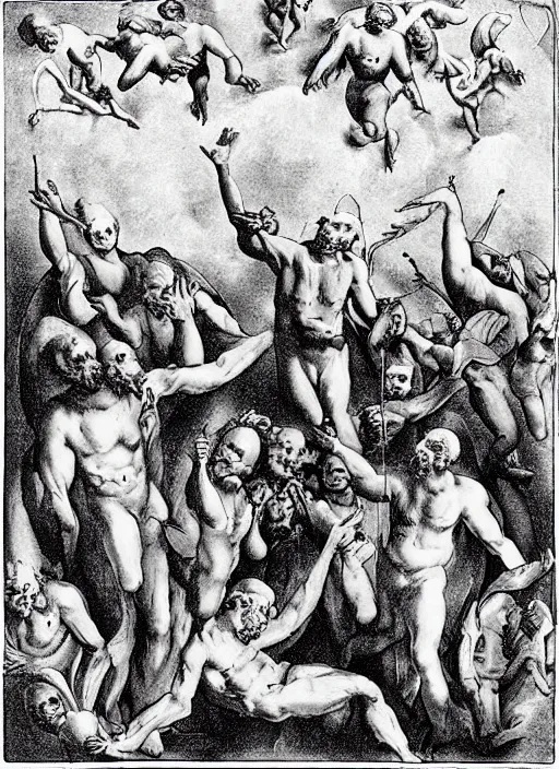 Prompt: hell, purgatory and heaven. divine comedy