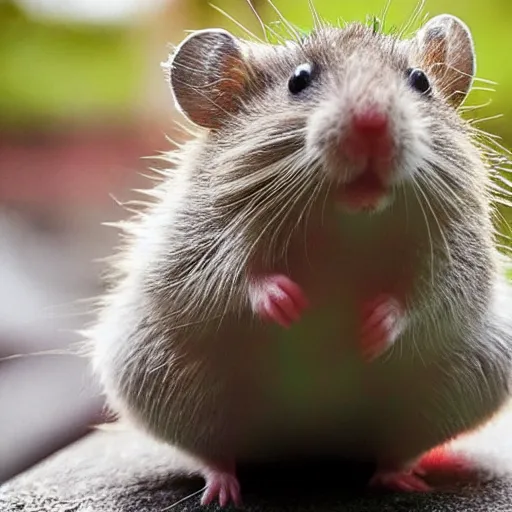 Prompt: a hamster posing for a black metal band cover