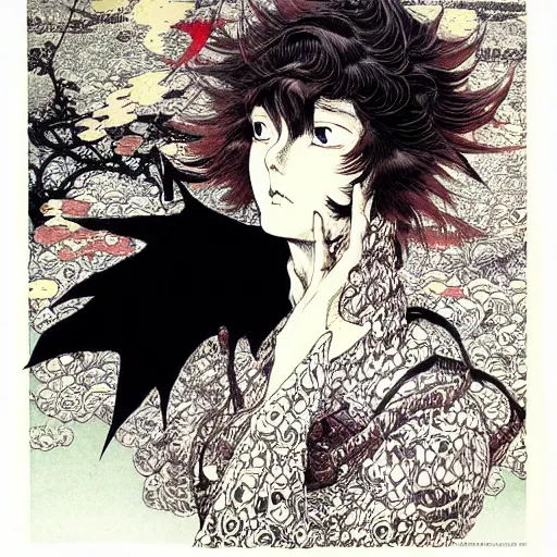 Image similar to prompt: Portrait painted in Akira style drawn by Vania Zouravliov and Takato Yamamoto, inspired by Fables, intricate acrylic gouache painting, high detail, sharp high detail, manga and anime 2000