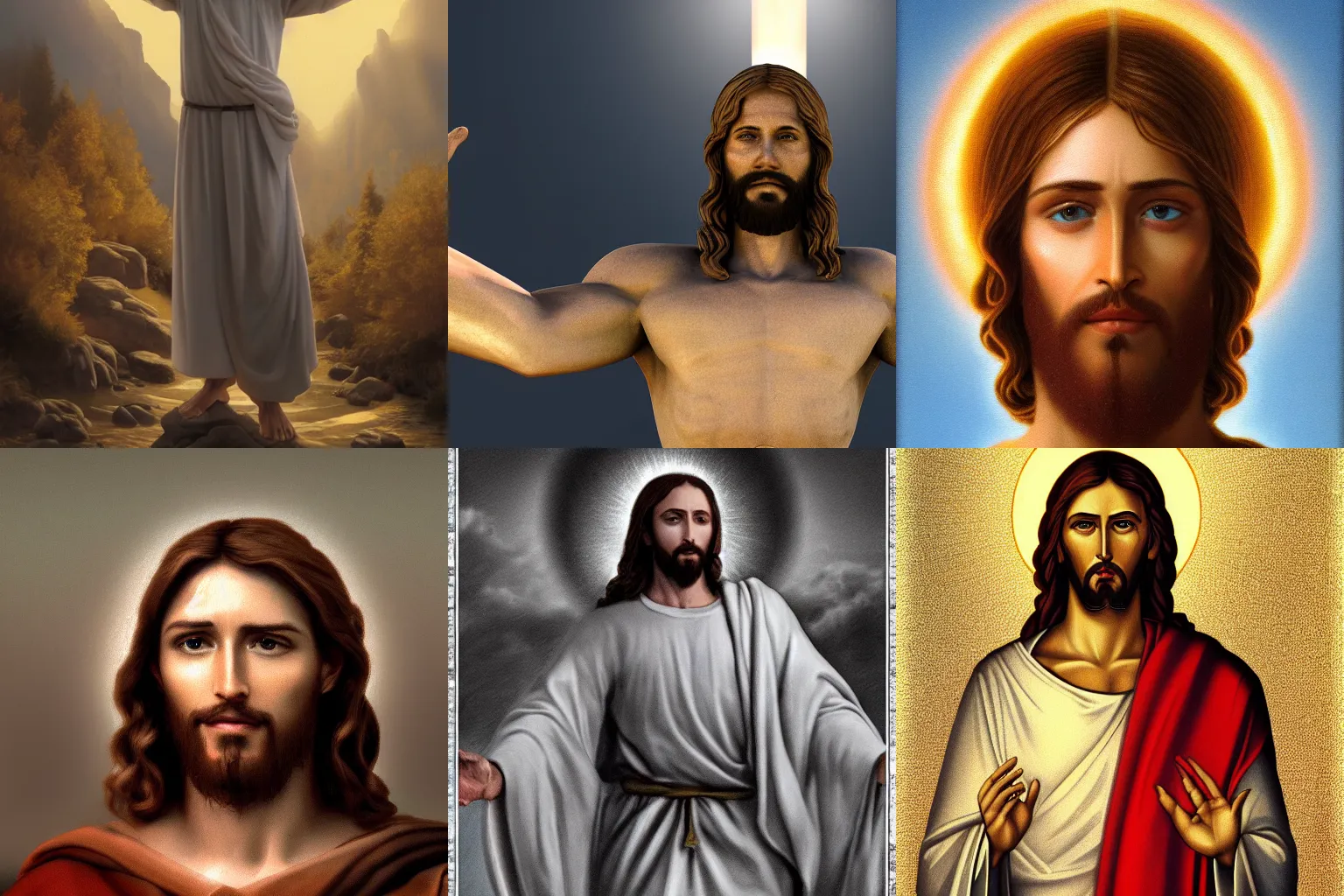 Prompt: Jesus, our savior, posing for the camera, trending on artstation, realism, 4k