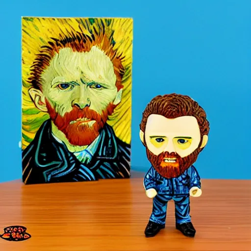 Image similar to van gogh ( happy ) ( painting starry night ) stop motion vinyl action figure, plastic, toy, butcher billy style