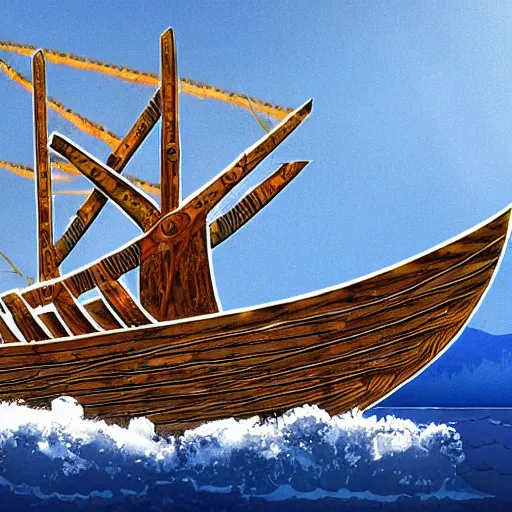 Image similar to a viking longship, album art, cover art, poster