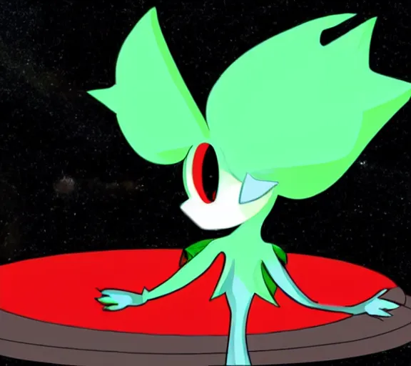 Image similar to Gardevoir speaking at a TED talk about black holes