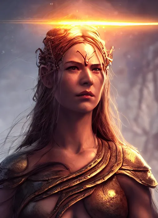 Image similar to fistfighting female goddess, ultra detailed fantasy, elden ring, realistic, dnd character portrait, full body, dnd, rpg, lotr game design fanart by concept art, behance hd, artstation, deviantart, global illumination radiating a glowing aura global illumination ray tracing hdr render in unreal engine 5